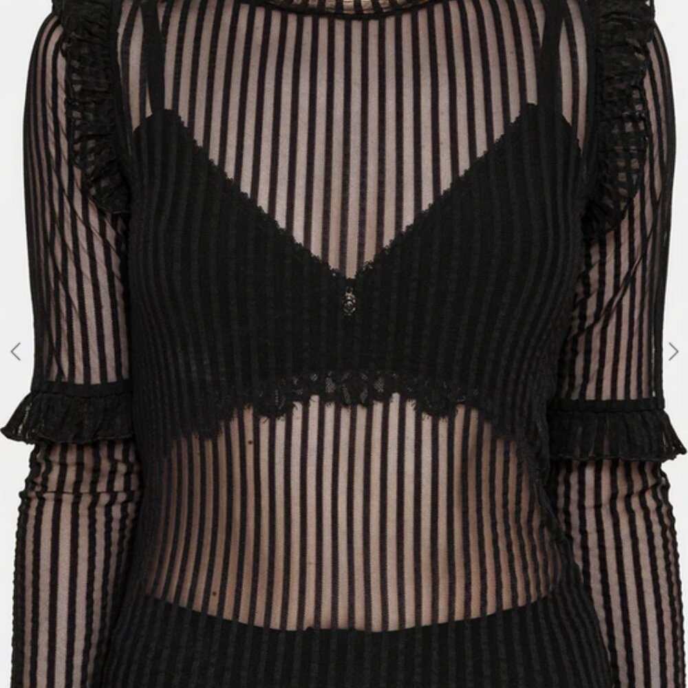 NEW Disturbia Mourning Ruffle Top, Size 2, Black - Goth Vibe - Picture 2 of 7